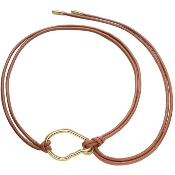 🌿 Boho Leather Rope Belt for Women – Adjustable Thin Tie Waist Belt - Picture 2 of 4